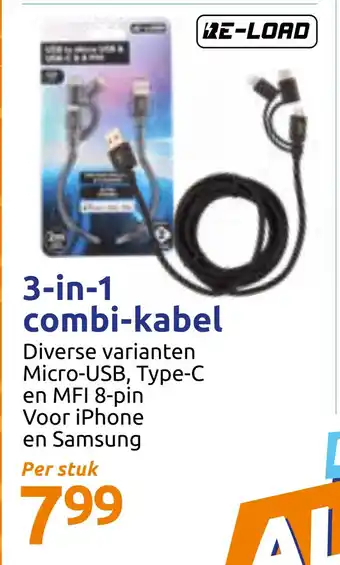 Action 3-in-1 combi-kabel aanbieding