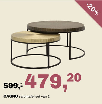 Trendhopper CAGNO salontafel set van 2 aanbieding