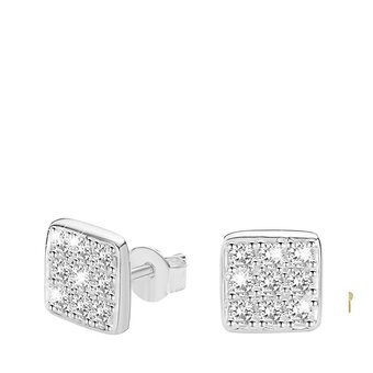 Bol.com Lucardi heren zilveren heren oorbellen met zirkonia vierkant 8mm - oorbellen - 925 zilver - zilverkleurig aanbieding