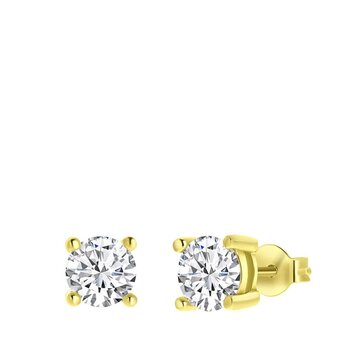 Bol.com Zilveren oorbellen gold zirkonia 6,5mm aanbieding