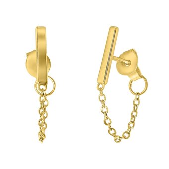 Bol.com Lucardi dames plated oorbellen bar - oorbellen - cadeau - echt zilver - goudkleurig aanbieding