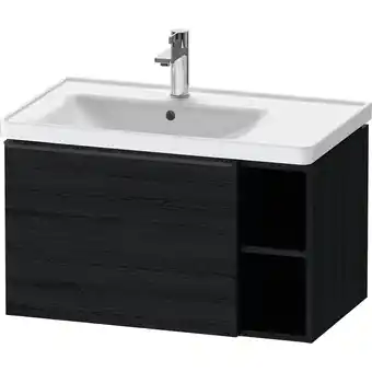 Sanitairwinkel.nl Duravit d-neo badkamermeubelset78.4x44x45.2cm 1 lade met softclose eiken (zwart) mat incl. wastafek 1 kraangat rechthoek kera aanbieding