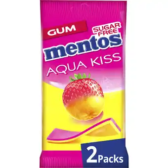 Albert Heijn Mentos gum gum aqua kiss strawberry mandarin 2-pack aanbieding