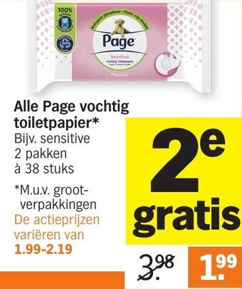 Albert Heijn Alle Page vochtig toiletpapier* aanbieding