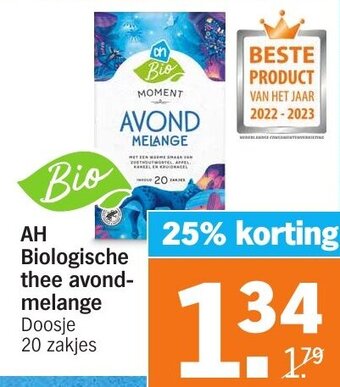 Albert Heijn AH Biologische thee avond-melange aanbieding