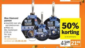 Albert Heijn Blue diamond pannen geschikt voor alle warmtebronnen ■pfas-vrij aanbieding