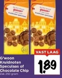 Vomar Voordeelmarkt G'woon kruidnoten speculaas of chocolate chip aanbieding