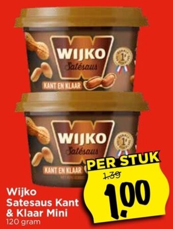 Vomar Voordeelmarkt Wijko Satesaus Kant & Klaar Mini 120 gram aanbieding