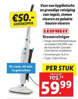 Lidl Leifheit stoomreiniger aanbieding