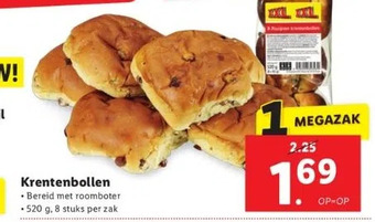 Lidl Krentenbollen bereid met roomboter aanbieding