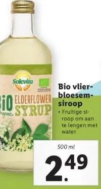 Lidl Bio vlierbloesemsiroop fruitige si aanbieding