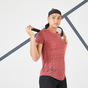 Decathlon Tennisshirt voor dames ultralight 900 roze aanbieding