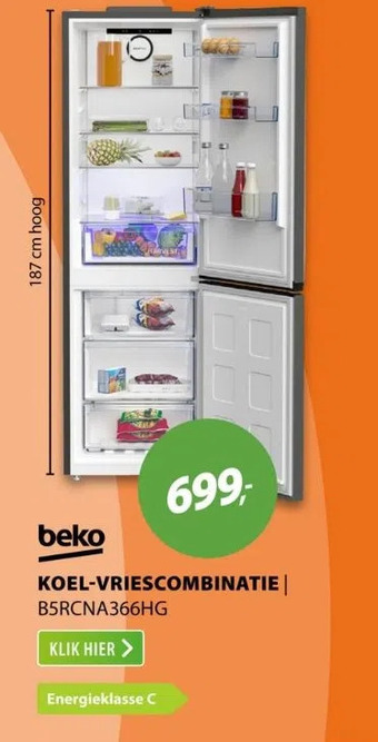 Expert Beko koel-vriescombinatie | b5rcna366hg aanbieding