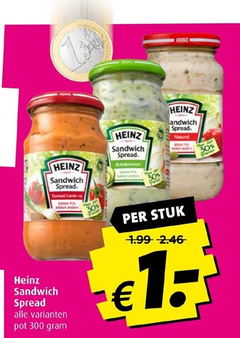 Boni Heinz Sandwich Spread alle varianten pot 300 gram aanbieding