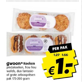 Boni gwoon Koeken pindakoeken, frou frou wafels, duo fantasie-of grote zebraspritsen pak 175-200 gram aanbieding