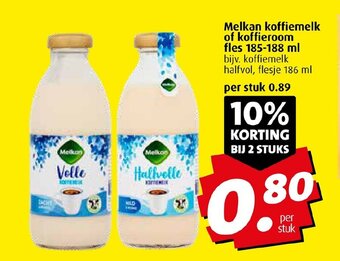 Boni Melkan koffiemelk of koffieroom fles 185-188 ml aanbieding