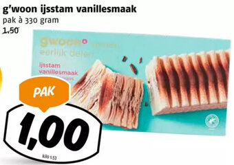 Poiesz g'woon ijsstam vanillesmaak pak à 330 gram aanbieding