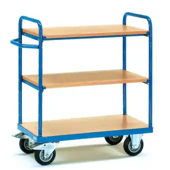 Conrad Fetra 8101 etagewagen staal poedercoating laadvermogen (max.): 500 kg stralend blauw (ral 5007) aanbieding