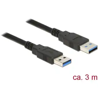 Conrad Delock usb-kabel usb 3.2 gen1 (usb 3.0 / usb 3.1 gen1) usb-a stekker, usb-a stekker 3.00 m zwart vergulde steekcontacten 8506 aanbieding