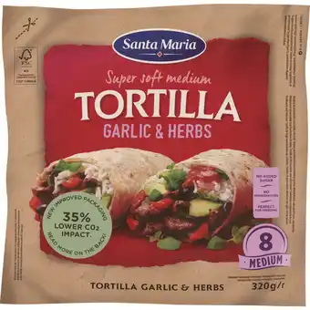 Dekamarkt Santa maria tortilla garlic-herbs 8 stuks aanbieding
