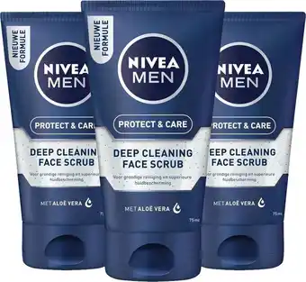 Bol.com Nivea men protect & care reinigingsscrub - 3 x 75 ml - voordeelverpakking aanbieding