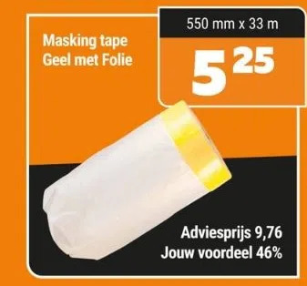 De voordeelmarkt Masking tape geel met folie aanbieding