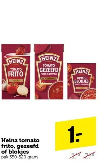 Coop Heinz tomato frito, gezeefd of blokjes aanbieding