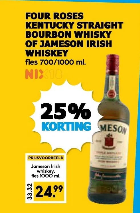 Four Roses Kentucky Straight Bourbon Whisky Of Jameson Irish Aanbieding Bij Boon S Markt