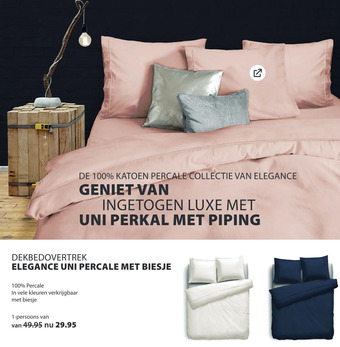 Lion Beddenshop Dekbedovertrek elegance uni percale met biesje aanbieding