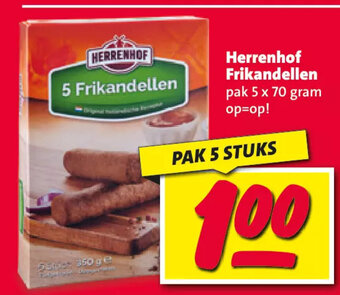 Nettorama Herrenhof Frikandellen pak 5 x 70 gram op=op! aanbieding