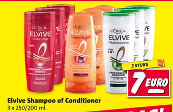 Nettorama Elvive Shampoo of Conditioner 3 x 250/200 ml. aanbieding