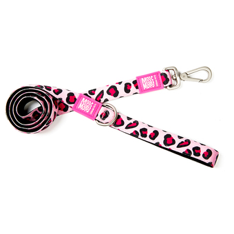 Zooplus Max & molly korte lijn leopard pink  - maat s: 120 cm lang, 15 mm breed aanbieding