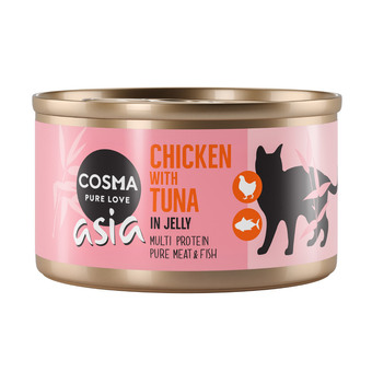 Zooplus 6x85g thai / asia in gelei kip met tonijn cosma kattenvoer aanbieding