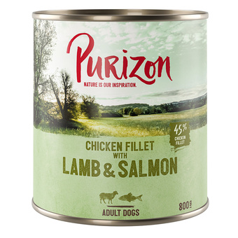 Zooplus 5 + 1 gratis! 6 x 400 g / 6 x 800 g purizon natvoer - 6x800g - lam & zalm met aardappel en peer aanbieding
