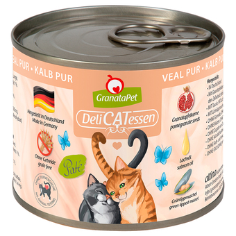 Zooplus 6x200g granatapet delicatessen kalf puur kattenvoer aanbieding