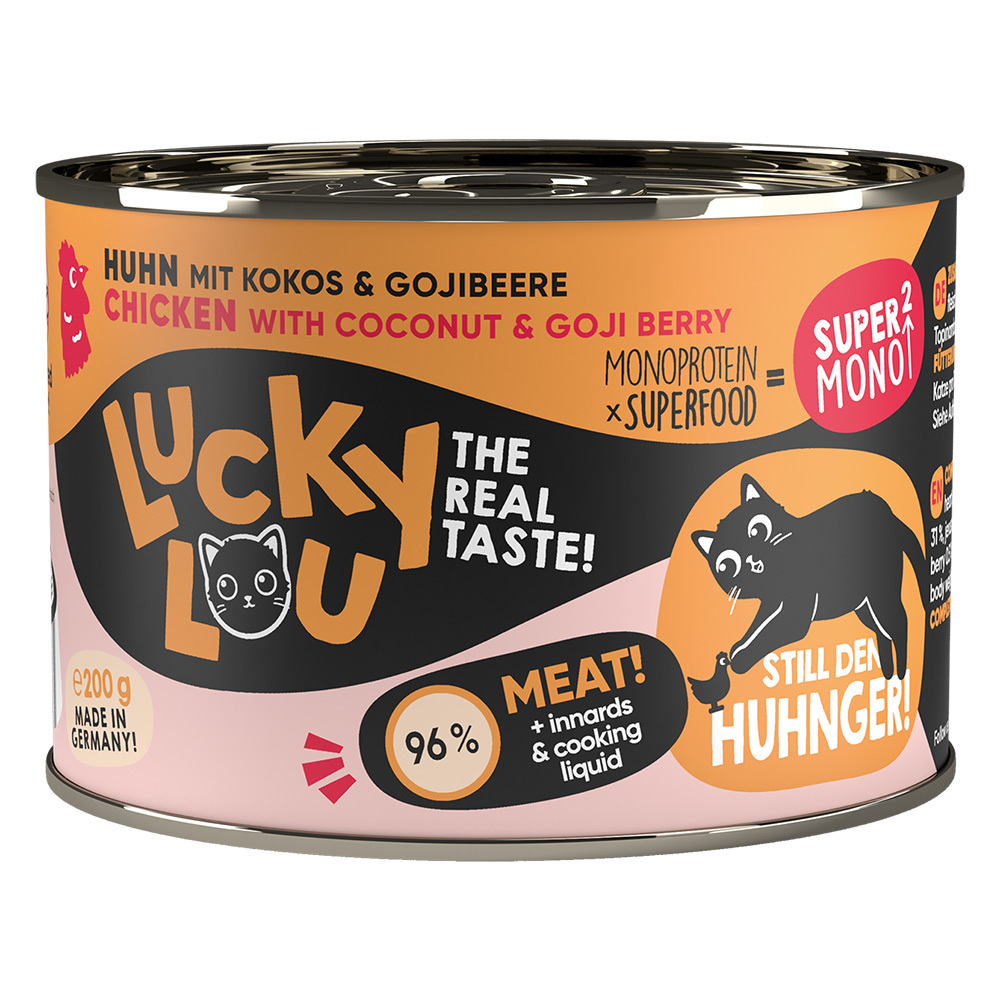Zooplus 6x 200g lucky lou supermono² kip kattenvoer nat aanbieding