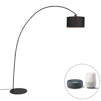 Lampenlicht.nl Smart moderne booglamp zwart incl. a60 wifi - vinossa aanbieding