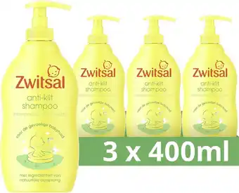 Bol.com Zwitsal baby anti-klit shampoo - 3 x 400 ml - voordeelverpakking aanbieding