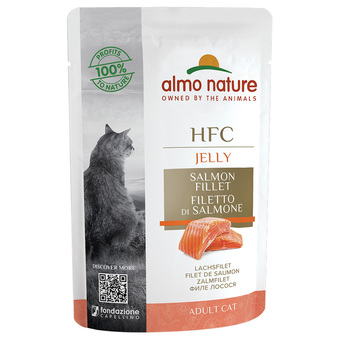 Zooplus 6x55g almo nature hfc jelly pouch zalmfilet kattenvoer nat aanbieding