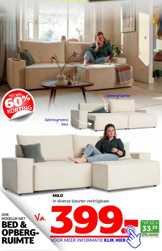 Milo aanbieding bij Seats and Sofas