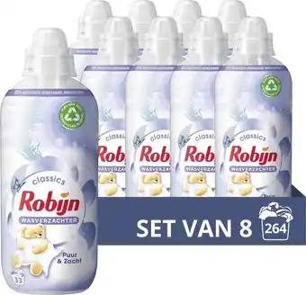 Bol.com Robijn classics puur & zacht wasverzachter - 8 x 33 wasbeurten - voordeelverpakking aanbieding