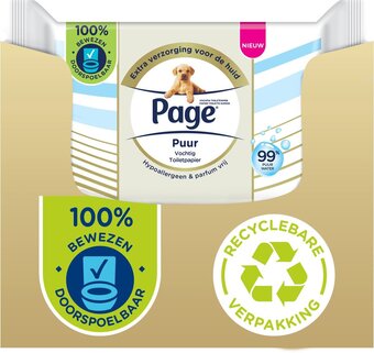 Bol.com Page puur vochtig toiletpapier - extra duurzaam vochtig wc papier - 12 x 38 stuks - voordeelverpakking aanbieding