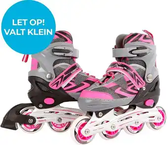 Bol.com Street rider inlineskates verstelbaar maat 39-42 roze/grijs aanbieding