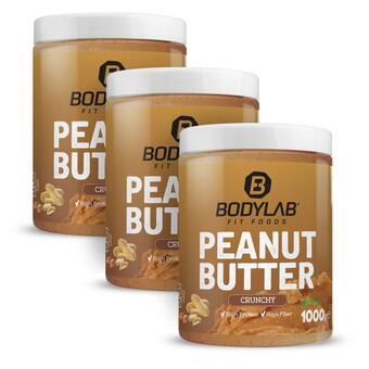 Bodylab 3 x 100% peanut butter 'crunchy' of 'smooth' aanbieding