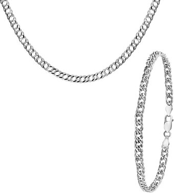 Bol.com Lucardi heren gerecycled zilveren set ketting&armband gourmet - cadeau set - 925 zilver - zilverkleurig aanbieding