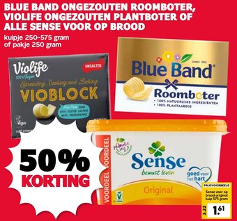 De Boerenschuur BLUE BAND ONGEZOUTEN ROOMBOTER, VIOLIFE ONGEZOUTEN PLANTBOTER OF ALLE SENSE VOOR OP BROOD aanbieding