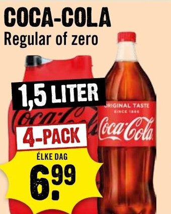 Dirck 3 COCA-COLA Regular of zero 1,5 LITER aanbieding