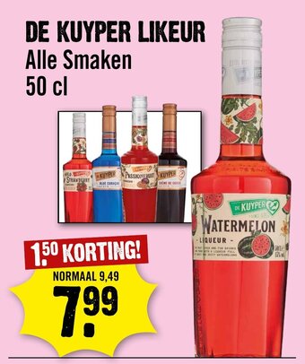 Dirck 3 DE KUYPER LIKEUR Alle Smaken 50 cl aanbieding