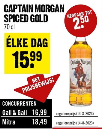 Dirck 3 CAPTAIN MORGAN SPICED GOLD 70 cl aanbieding