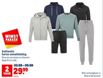 Makro Authentic heren sweatkleding aanbieding